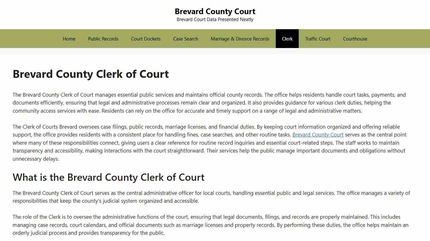 Brevard County Clerk of Court - Brevard County Court