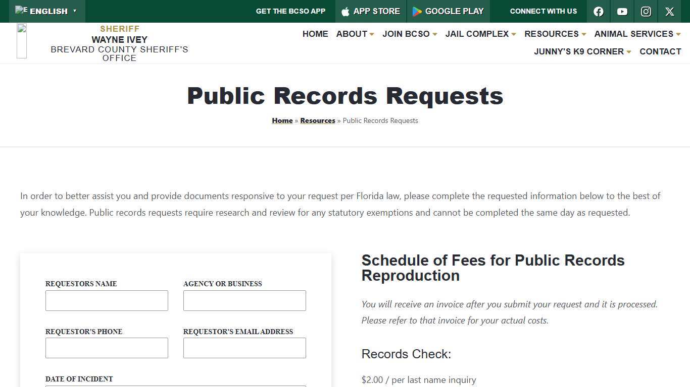 Public Records Requests BCSO